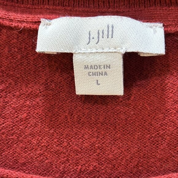 Jill Womens L Red Long Sleeve Knit Sweater Dress Minimalist Quiet Luxury casual - Picture 7 of 7